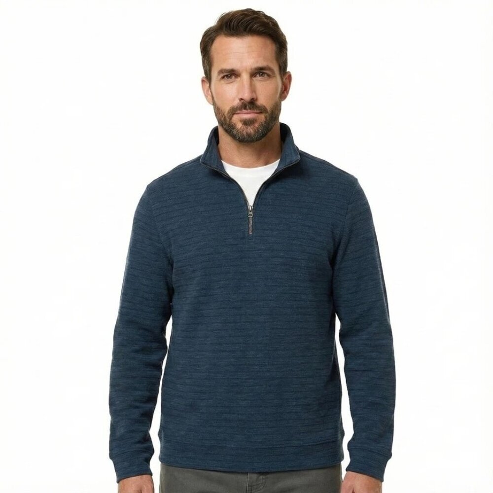 NEW Dockers Men's M Blue Quarter Zip Pullover Sweatshirt G1606